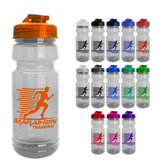 TB124U - The Trainer - 24 oz. Clear Sports Bottle with USA Flip lid
